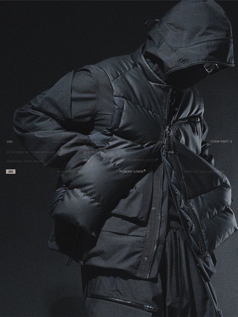 金标P棉Primaloft斜拉链保暖御寒大口袋工装背心马甲机能风视觉系 - 男装外套 - 其他材质 黑色