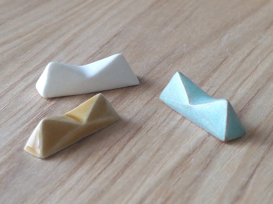 Chopstick rest 3 color set - 餐刀/叉/匙组合 - 陶 蓝色