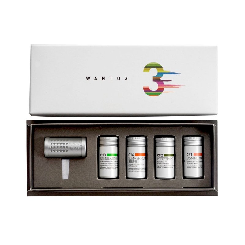 WANTO3 汽车香氛礼盒-4蕊1夹 - 香薰/精油/线香 - 其他材质 银色