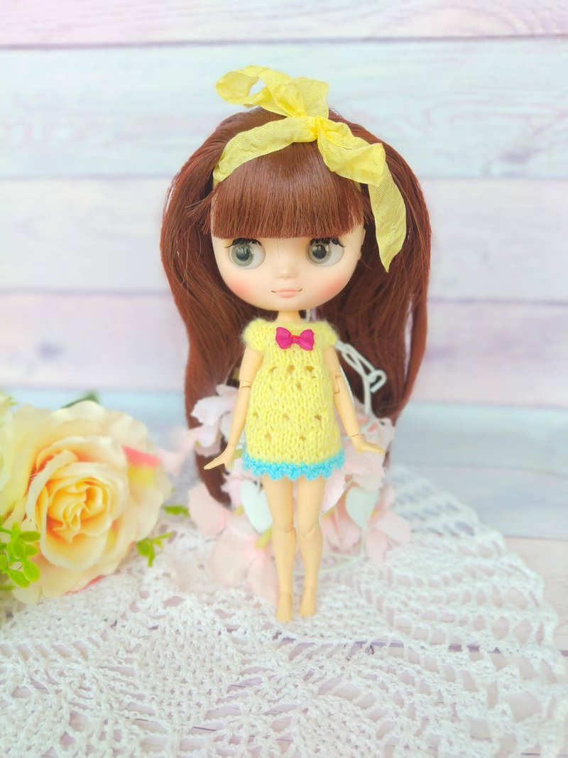 Middie Blythe doll - STO doll clothes - bjd clothes - middie Blythe dress - 玩具/玩偶 - 羊毛 黄色