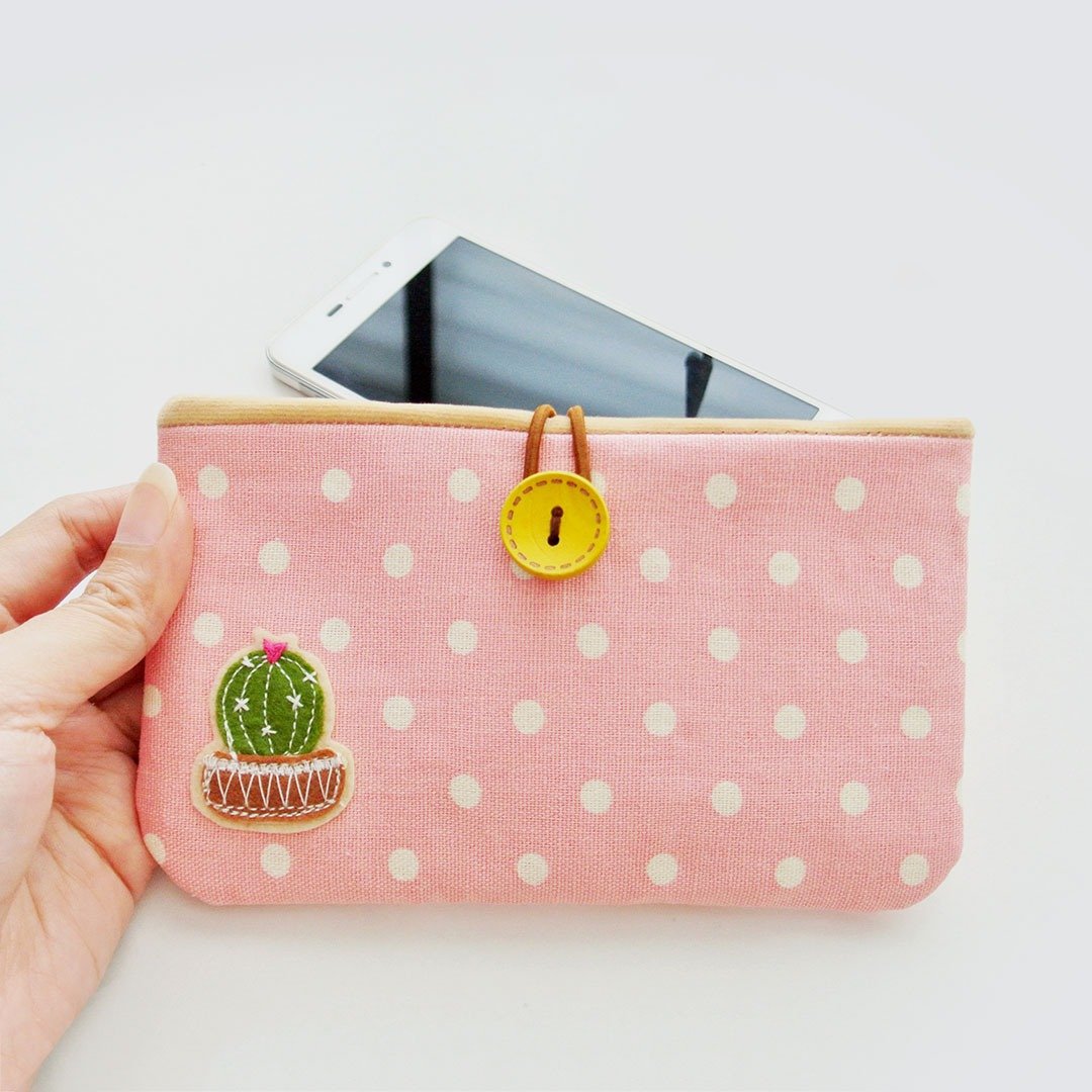 Phone Pouch, Cellphone Cover, Mobile Case - Cactus Lovers D - 手机壳/手机套 - 棉 粉红色