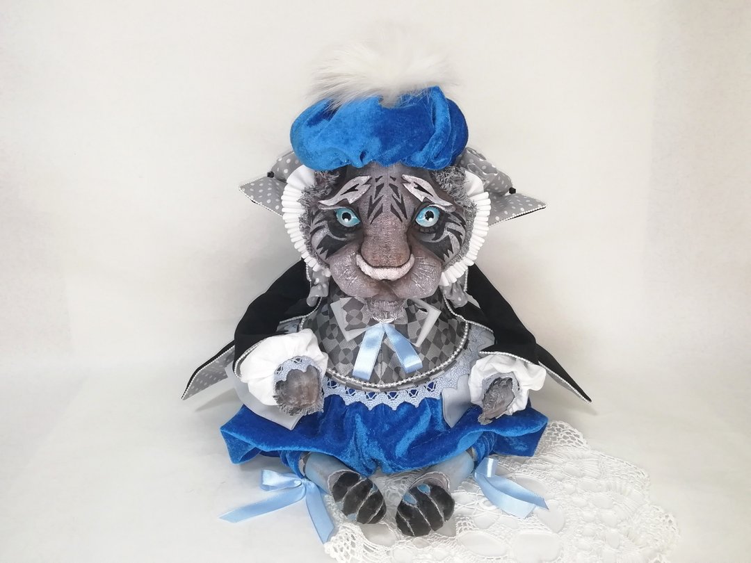 招财虎 White Tiger, Year of the tiger, Bengal tiger gift, Feng shui decor, 幸福的虎 - 玩偶/公仔 - 其他材质 蓝色