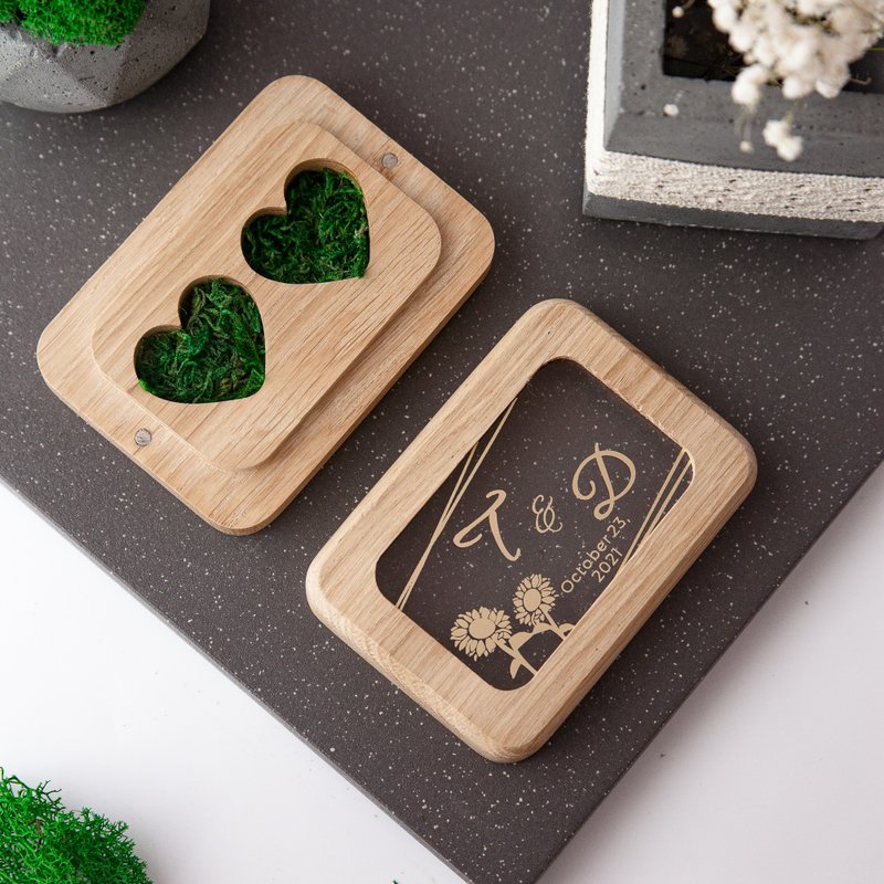Wooden ring box for wedding ceremony, Personalized ring holder, ring pillow - 其他 - 木头 白色