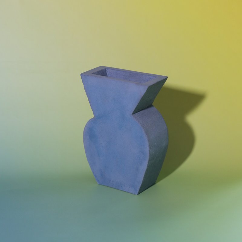 Artpartment 平瓶 | 手作 | 花器 - 花瓶/陶器 - 水泥 蓝色