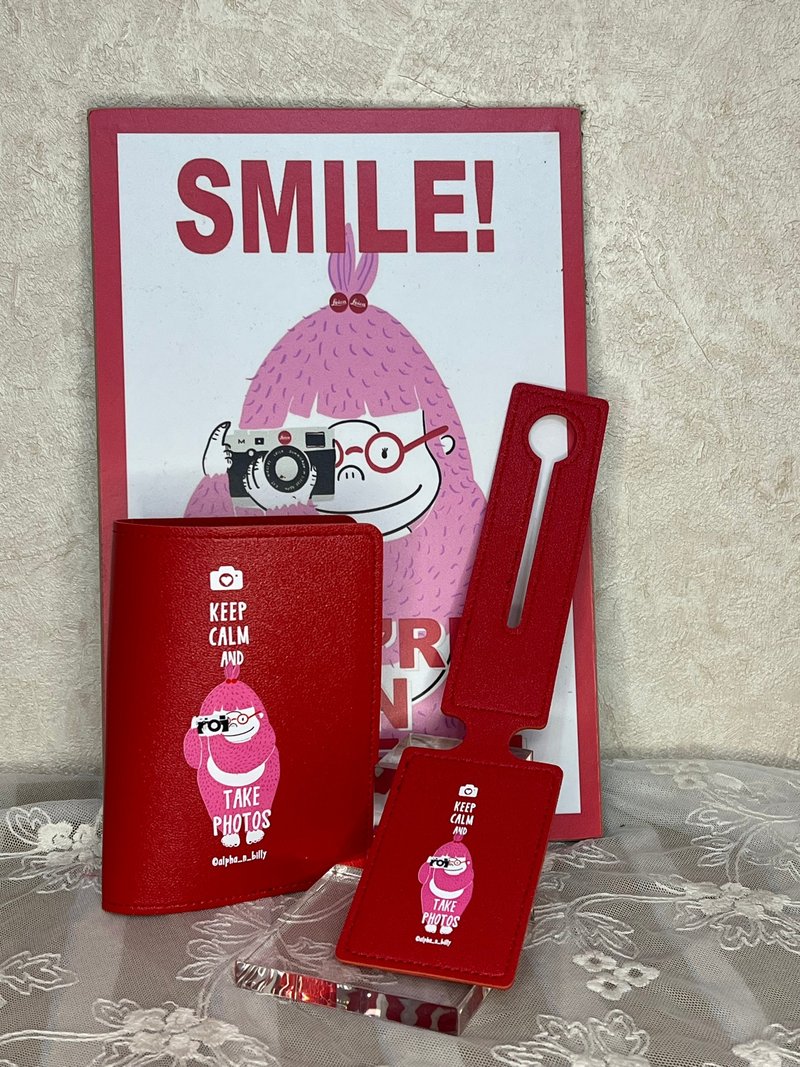 香港原Alpha  and Billy 护照套及行李牌 红色 - 护照夹/护照套 - 人造皮革 红色