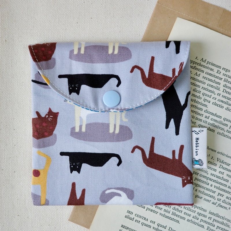 猫猫乐园 蓝 - 棉棉包 口罩包 卫生棉包 收纳小包 | 海柏手作 - 化妆包/杂物包 - 棉．麻 