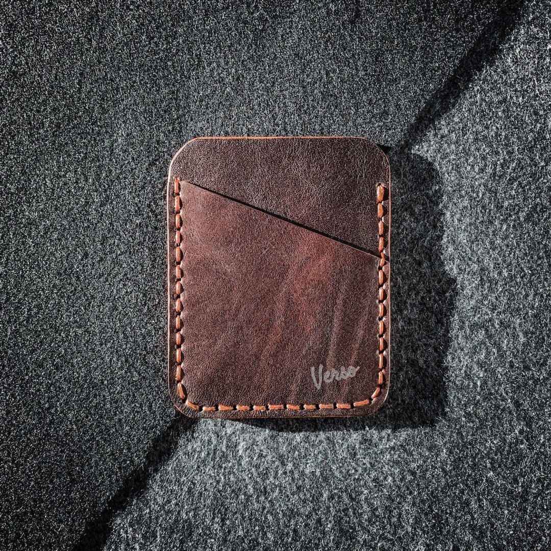 Handmade Minimalist Leather Wallet / Leather Card holder / Brown leather - 名片夹/名片盒 - 真皮 