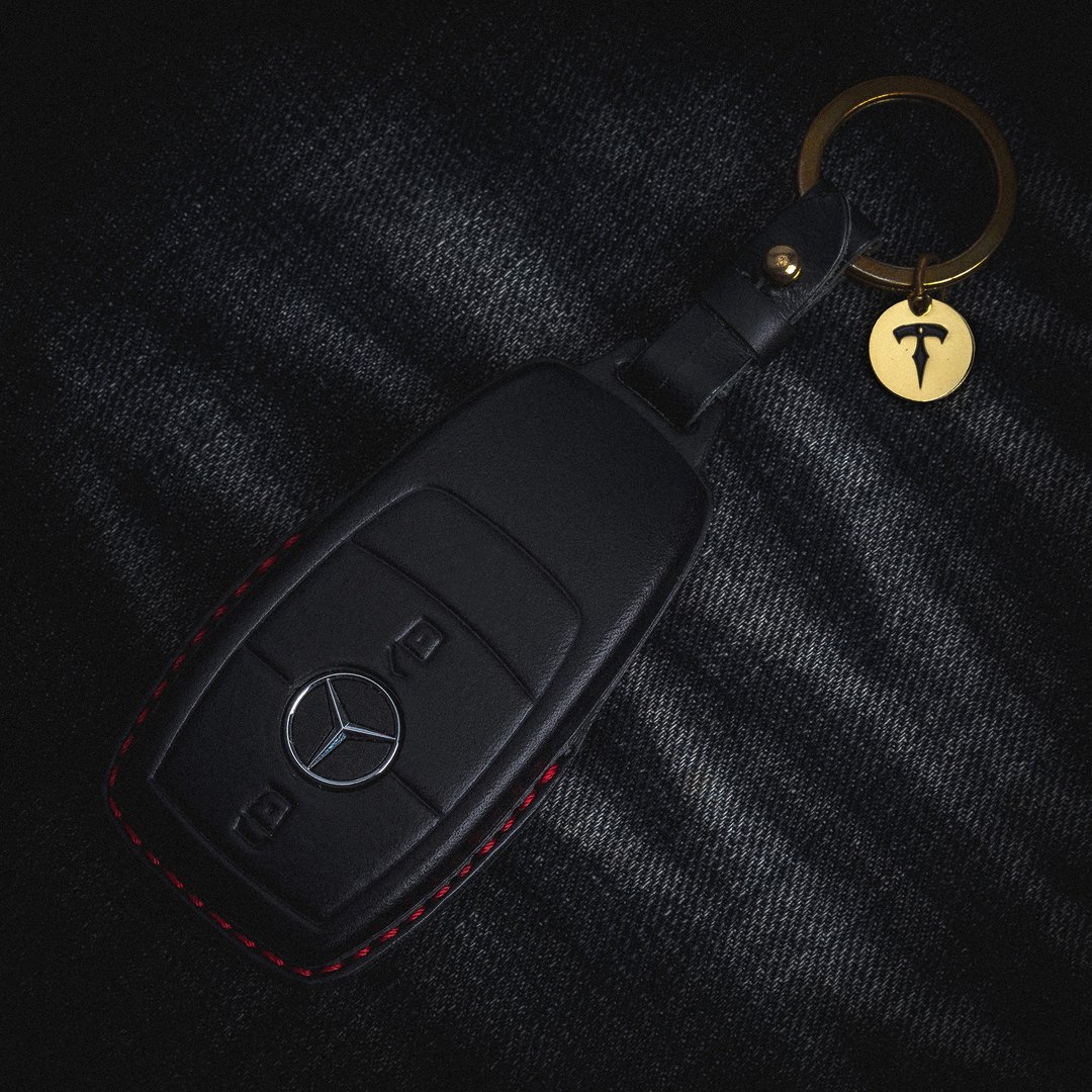 奔驰 Benz A180 C300 W205 W213 Gcar GLC汽车钥匙皮套 - 钥匙链/钥匙包 - 真皮 黑色