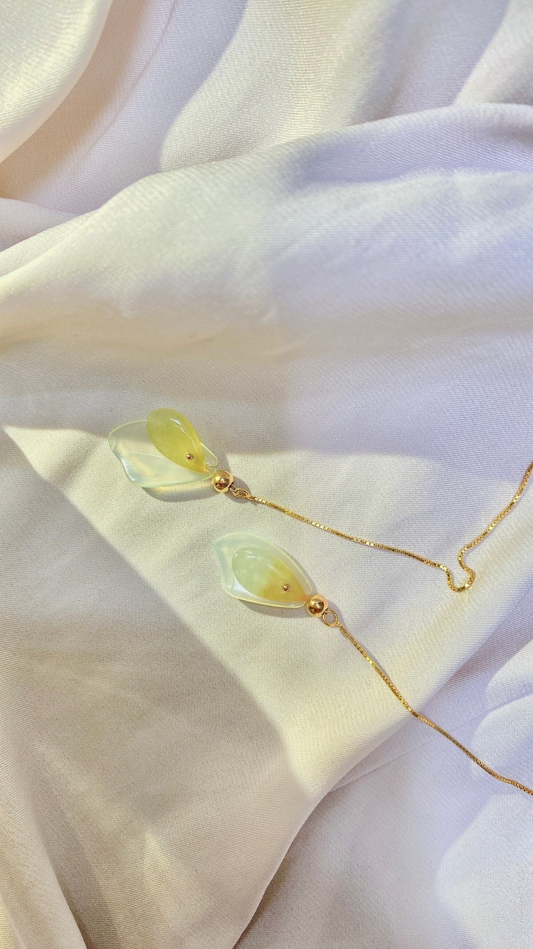 秋光。蜜糖翡翠 釉玉耳环 jade jewelry earring - 耳环/耳夹 - 银 白色