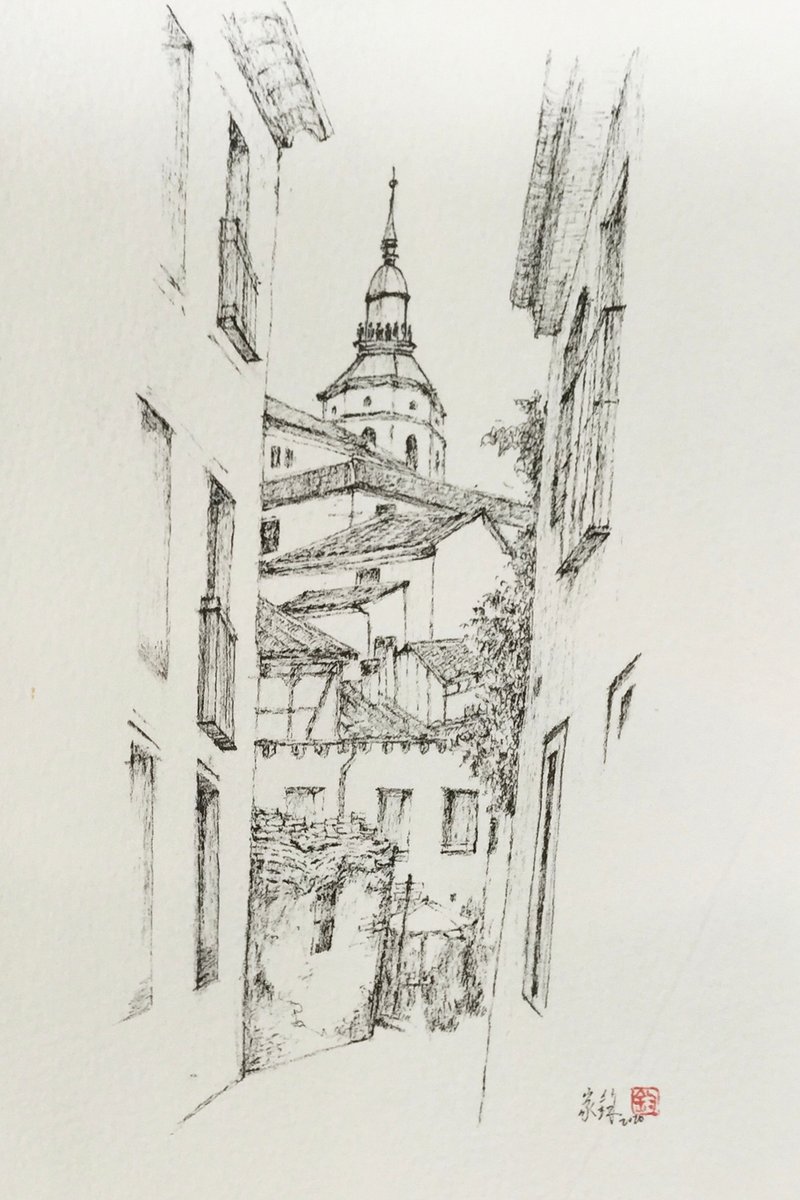 赛维亚古城区/手绘原作/含框 - 海报/装饰画/版画 - 纸 咖啡色