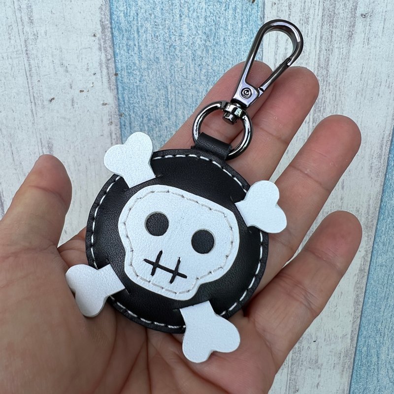 疗愈小物 手工皮革 黑色 咕噜头 纯手工缝制 钥匙扣 小尺寸 - 钥匙链/钥匙包 - 真皮 黑色