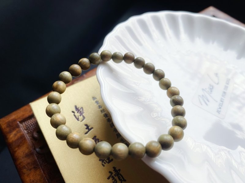 天然 绿檀木 木珠 手链 礼物 长辈礼 感受原木迷人香气 - 手链/手环 - 水晶 绿色
