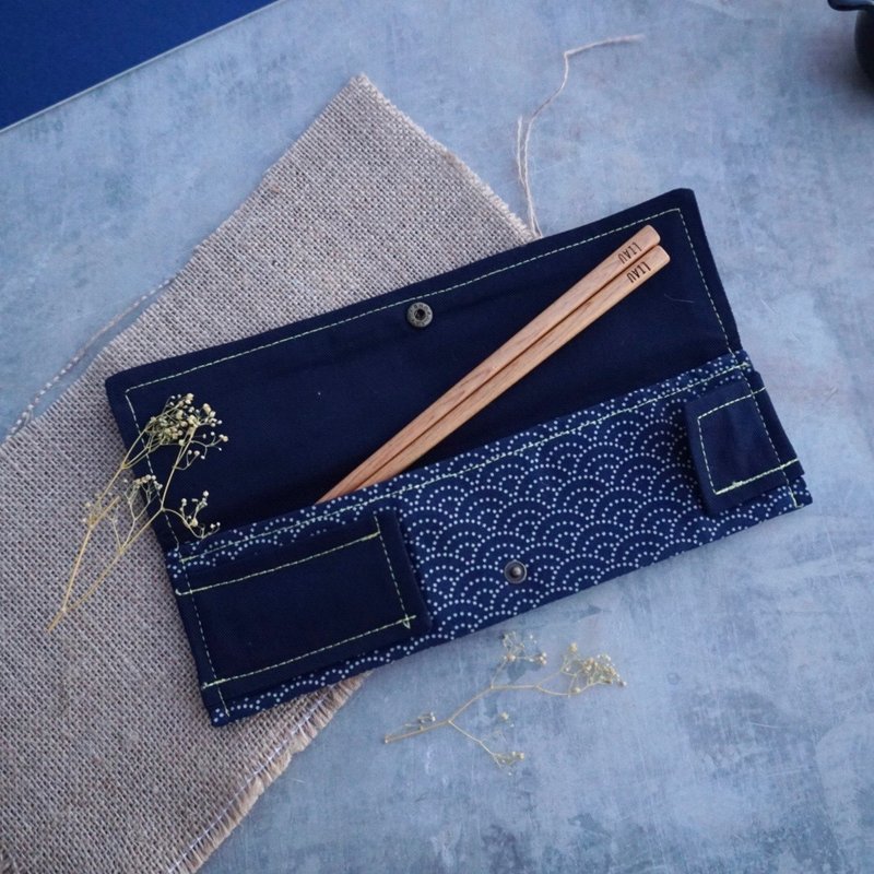 手工筷套 - 日式花布 - 筷子/筷架 - 棉 蓝色