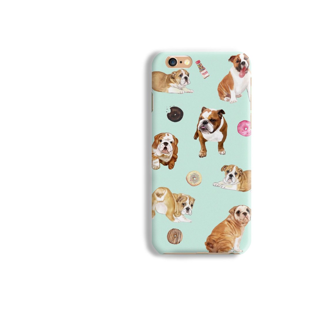 斗牛犬老虎狗磨砂手机壳硬壳iphone XS 8 Plus Galaxy S9 note 8 - 手机壳/手机套 - 塑料 白色