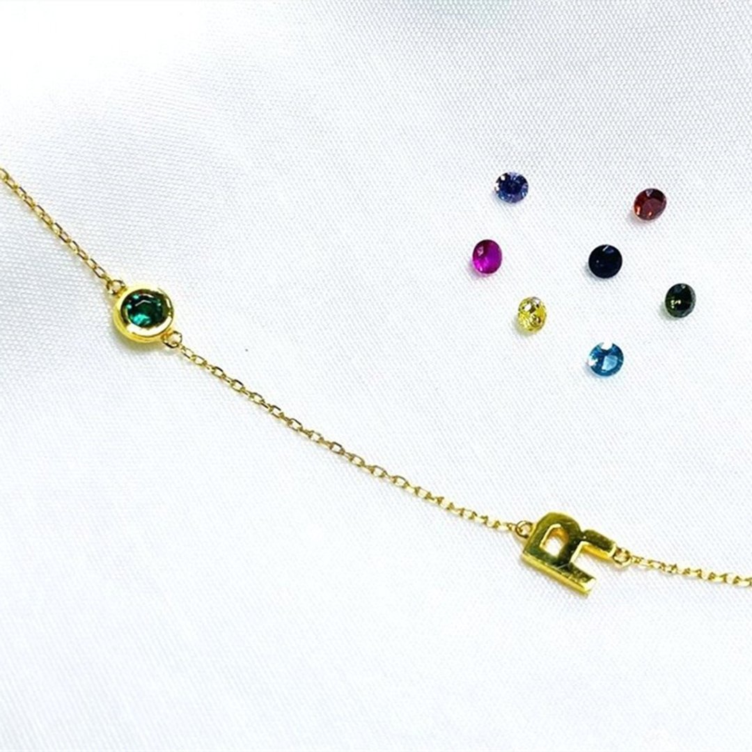 【Moriarty Jewelry】英文字母 - 幸运诞生石 - 银  锆石项链 - 项链 - 纯银 