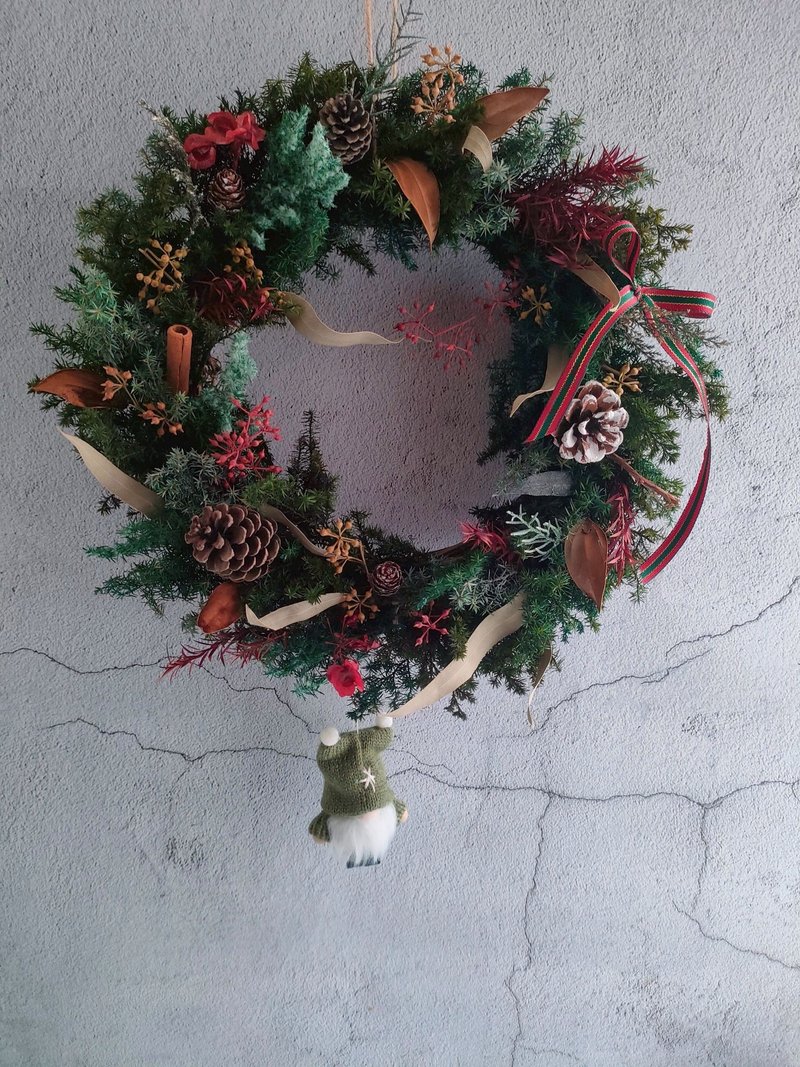 现货~节日的心意(圆形花圈-大)  永生圣诞花圈 圣诞布置 - 干燥花/捧花 - 植物．花 绿色