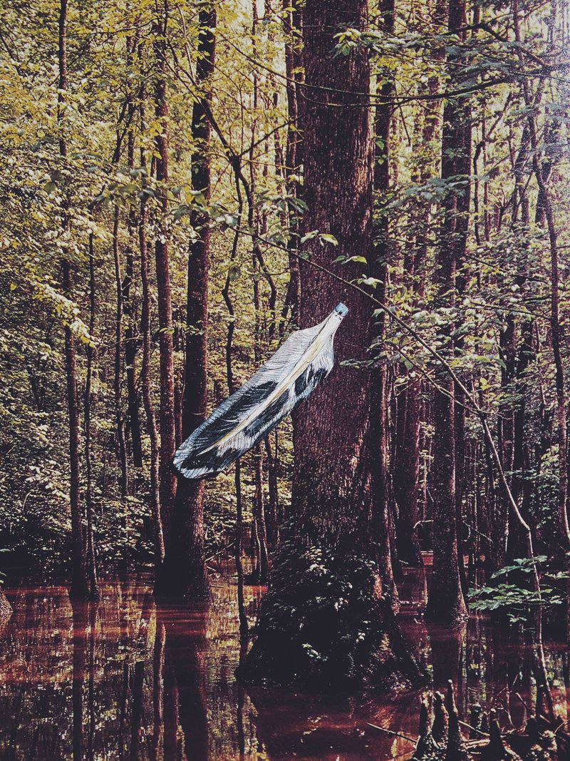 木刻手绘坠饰 - 羽毛 - 其他 - 木头 白色