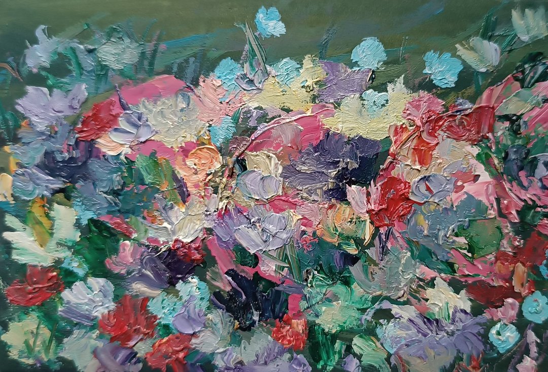 原厂  绿色花韵 纸板油画 维多利亚 瓦鲁克 Victoria Valuk - 墙贴/壁贴 - 其他材质 绿色