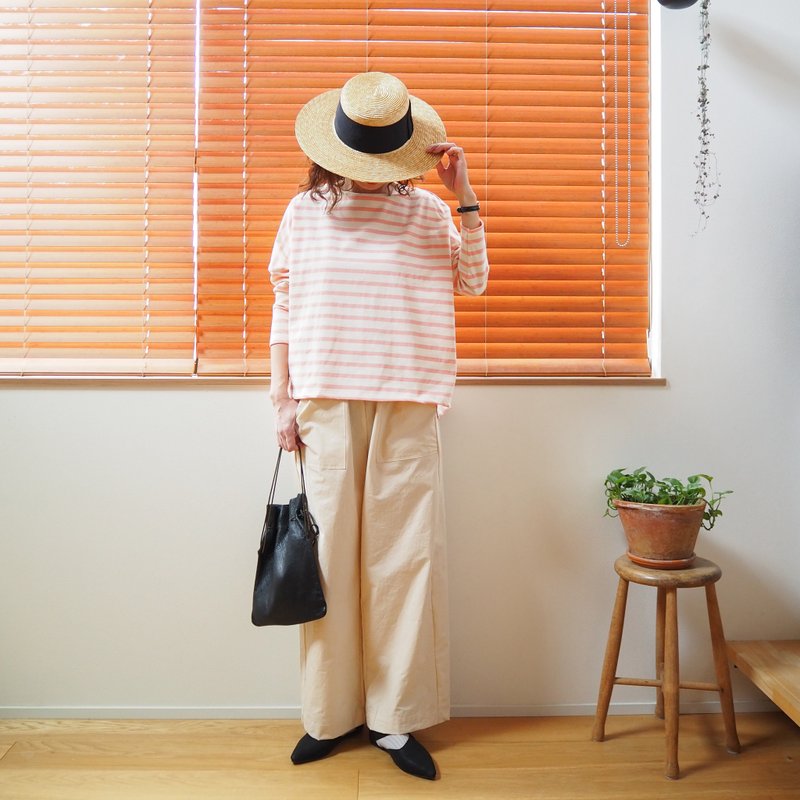 【预购】棉质条纹宽版上衣 粉色 - 女装上衣 - 棉．麻 粉红色