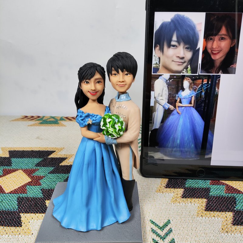 情侣 恋人 周年纪念日礼物订制 订制化 双人 人偶 公仔 似颜绘 - 玩偶/公仔 - 粘土 多色