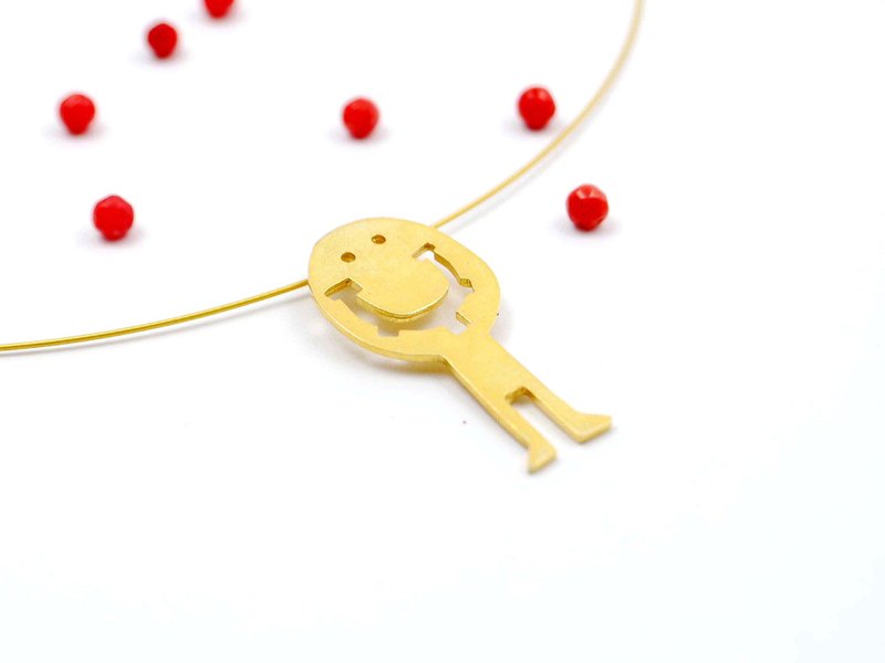 纯银镀金项链 怪兽大学系列 傻傻微笑人  N9043| 希腊原创手工饰品 This and That - 项链 - 其他金属 