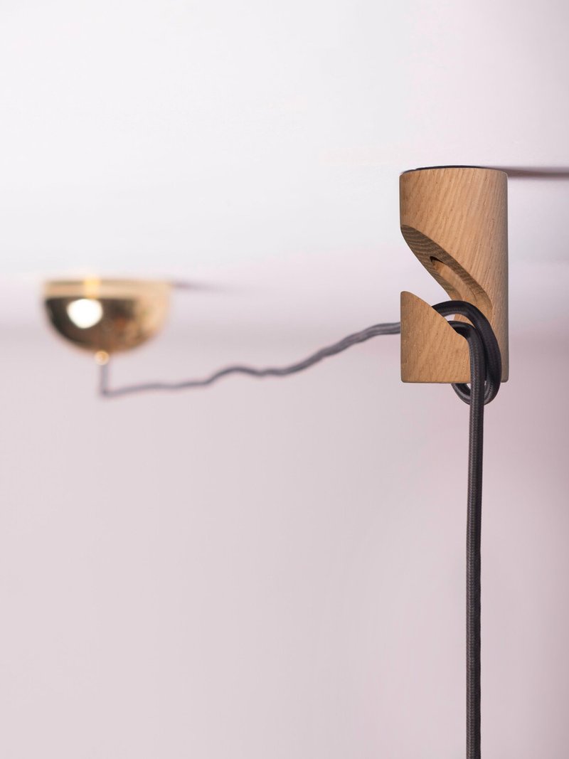 用于吊灯、枝形吊灯和悬挂植物的绳索天花板 - 灯具/灯饰 - 木头 