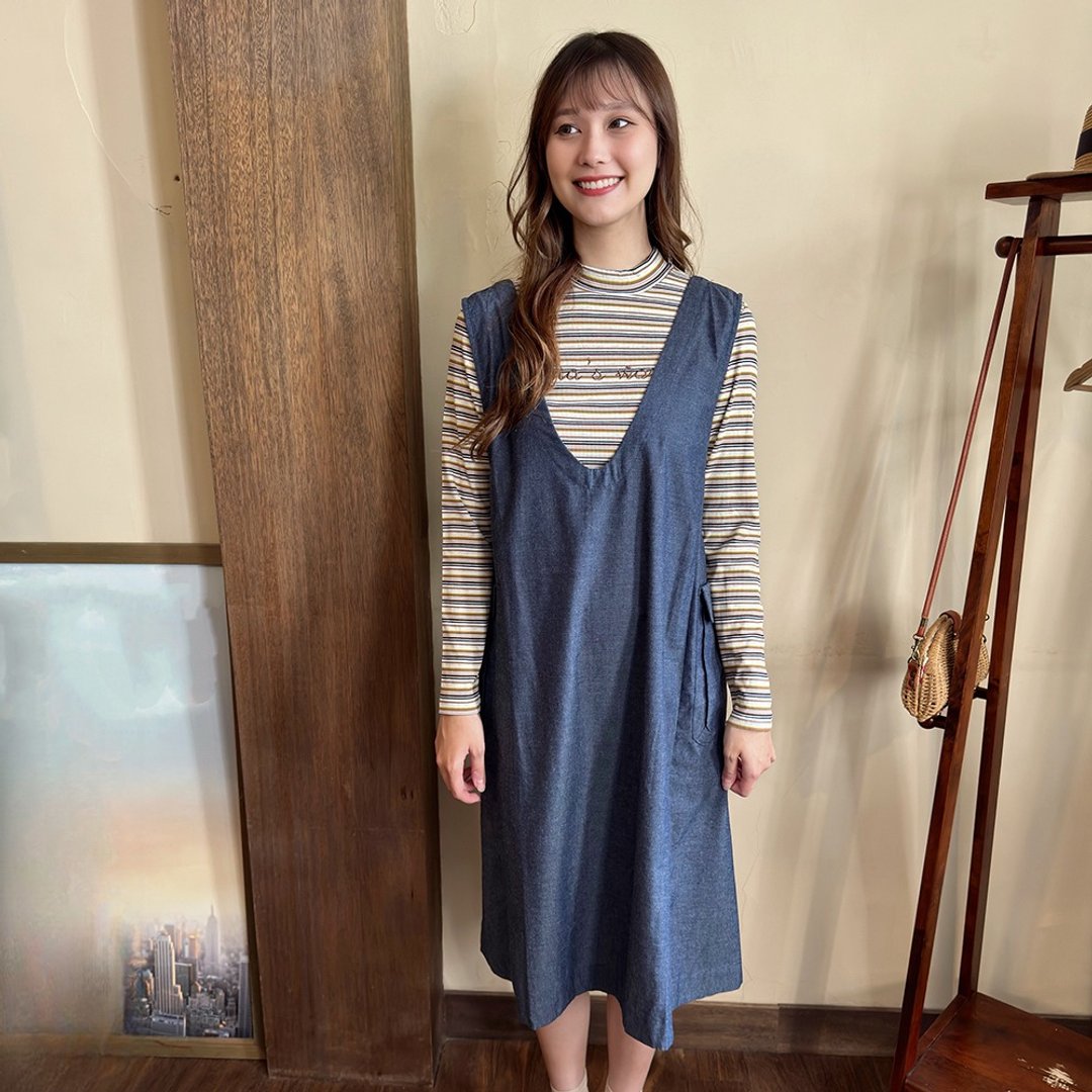 Hana Mokuba 日系无袖开岔牛仔洋装 - 洋装/连衣裙 - 其他材质 