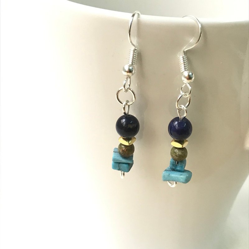 5月记忆蓝色地中海岁月耳环/耳夹 - 耳环/耳夹 - 宝石 蓝色