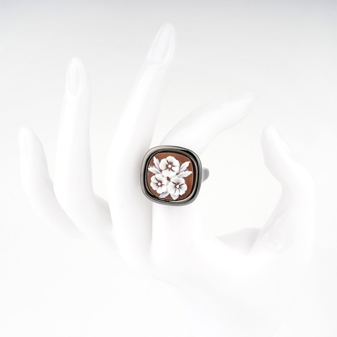 Cameo Italiano 意大利手工贝雕轻珠宝_CI_A19L_1N - 戒指 - 纯银 黑色