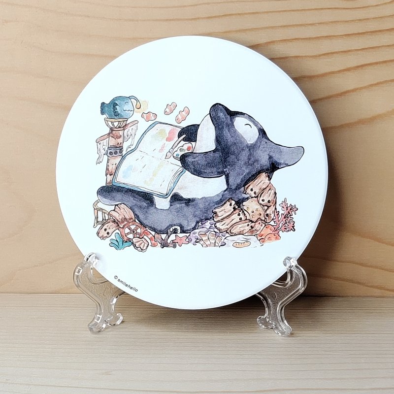 杯垫/吸水杯垫/陶瓷吸水杯垫 - 鯨魚畫家 - 杯垫 - 其他材质 多色