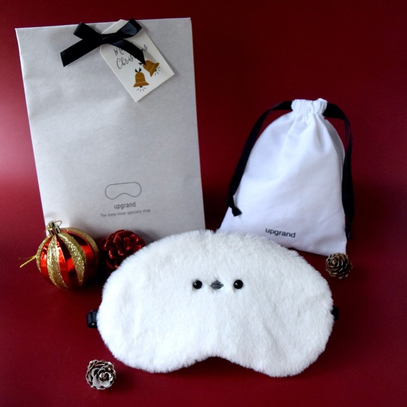 日本眼罩 银喉长尾山雀 | 有附收纳袋 | 旅行 |圣诞节免费礼品包 - 眼罩 - 聚酯纤维 白色