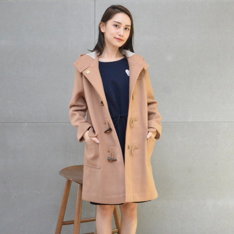 冬装∣毛牛角扣大衣(米色)/圣诞节礼物 - 女装休闲/机能外套 - 棉．麻 卡其色