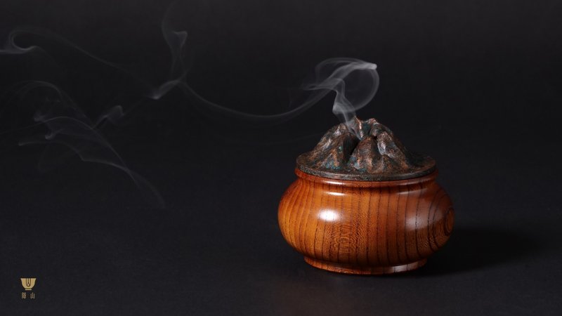 【岭 I】香炉 | 隐山 | 博山炉 | 卧香 | 盘香 | 日本榉 | 红铜 - 香薰/精油/线香 - 铜/黄铜 绿色