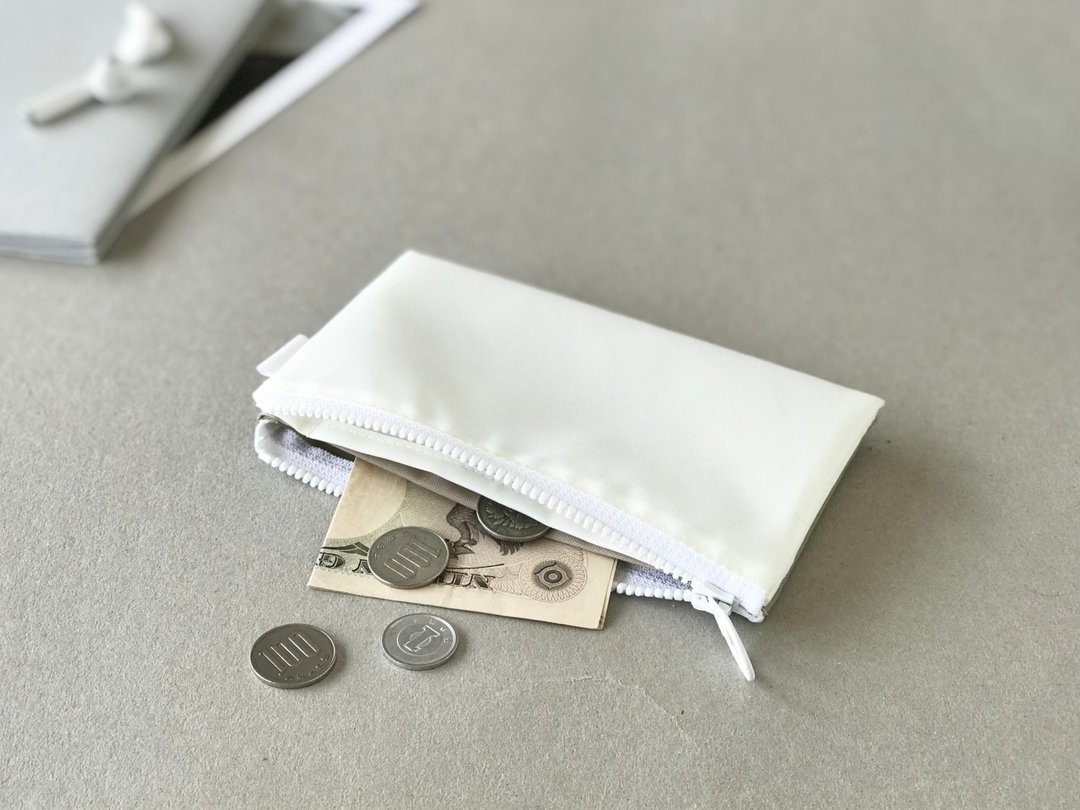 white × beige / bicolor mini wallet - 皮夹/钱包 - 尼龙 白色