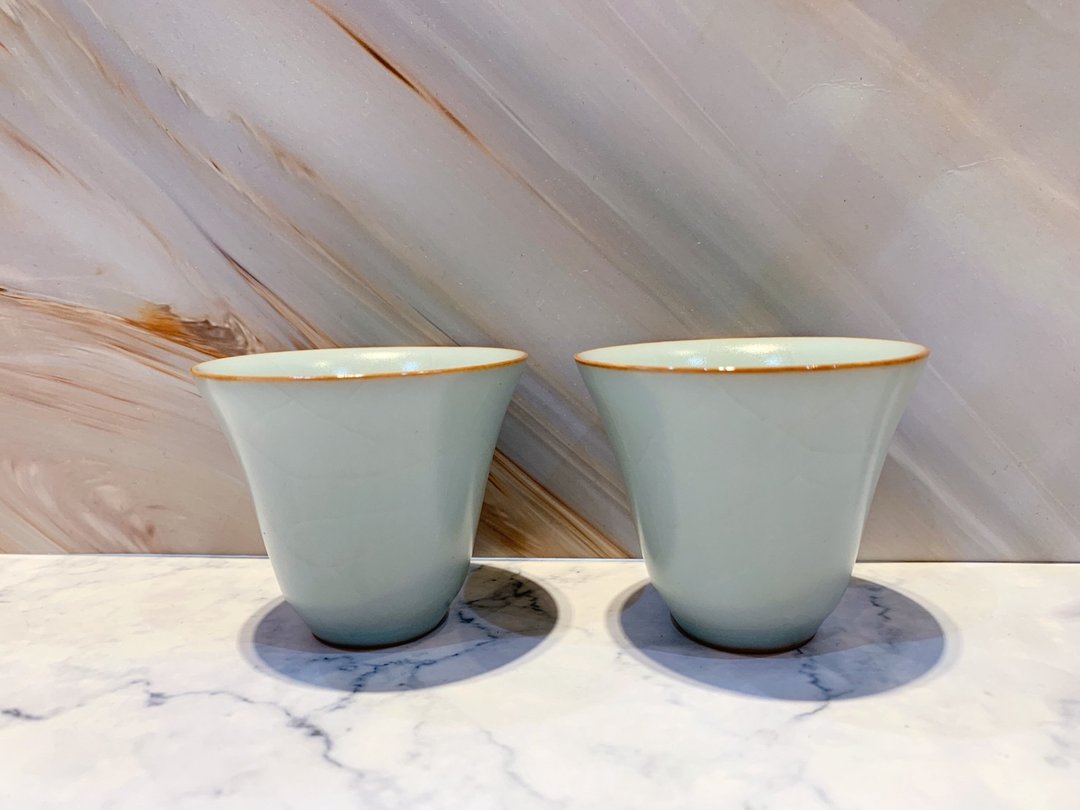 台湾汝窑大师林德丰 - 汝窑高心对杯(现货+预购) - 茶具/茶杯 - 陶 蓝色