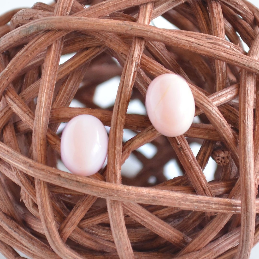 Pink Opal Sterling Silver Stud Earrings, Natural Stone, Minimalist Jewelry - 耳环/耳夹 - 宝石 粉红色