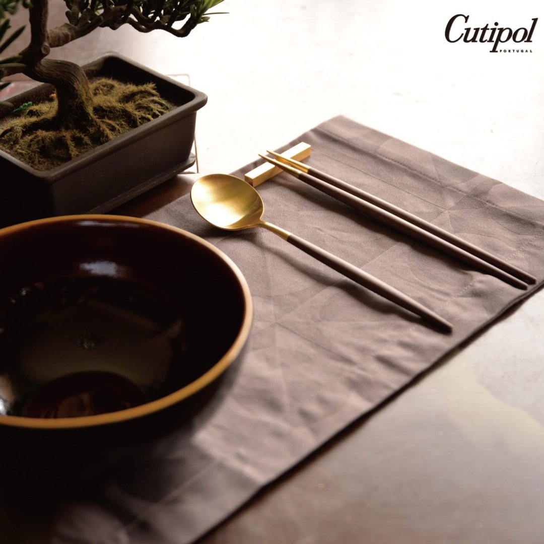 葡萄牙 Cutipol | 优惠套组/Churchill 东京面碗 x GOA棕金餐具 - 餐刀/叉/匙组合 - 不锈钢 咖啡色