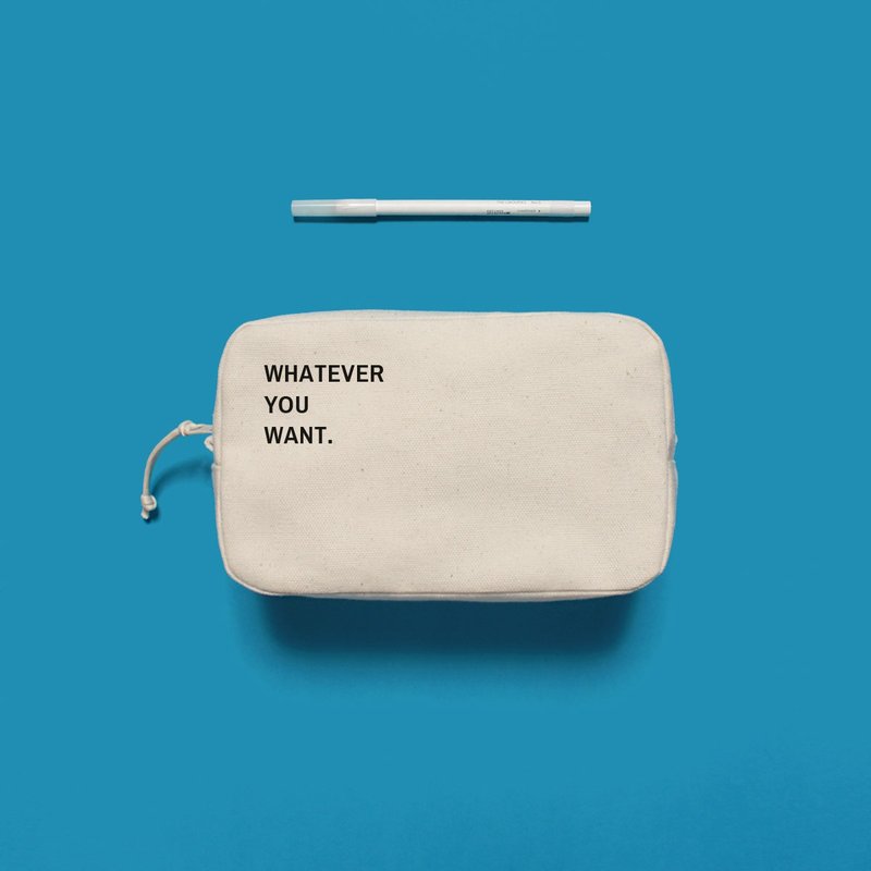 定制文  英法日韩8字体 自己设计 - 圆角立体 化妆包 加大尺寸 - 化妆包/杂物包 - 棉．麻 白色