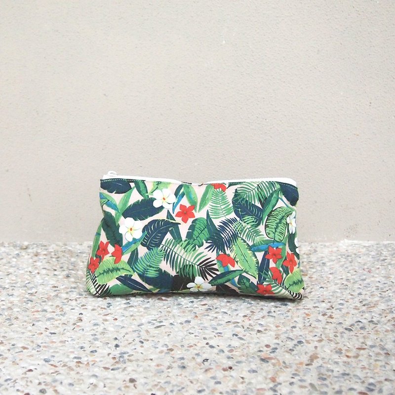 手作收纳化妆包-热带雨林 - 化妆包/杂物包 - 棉．麻 绿色