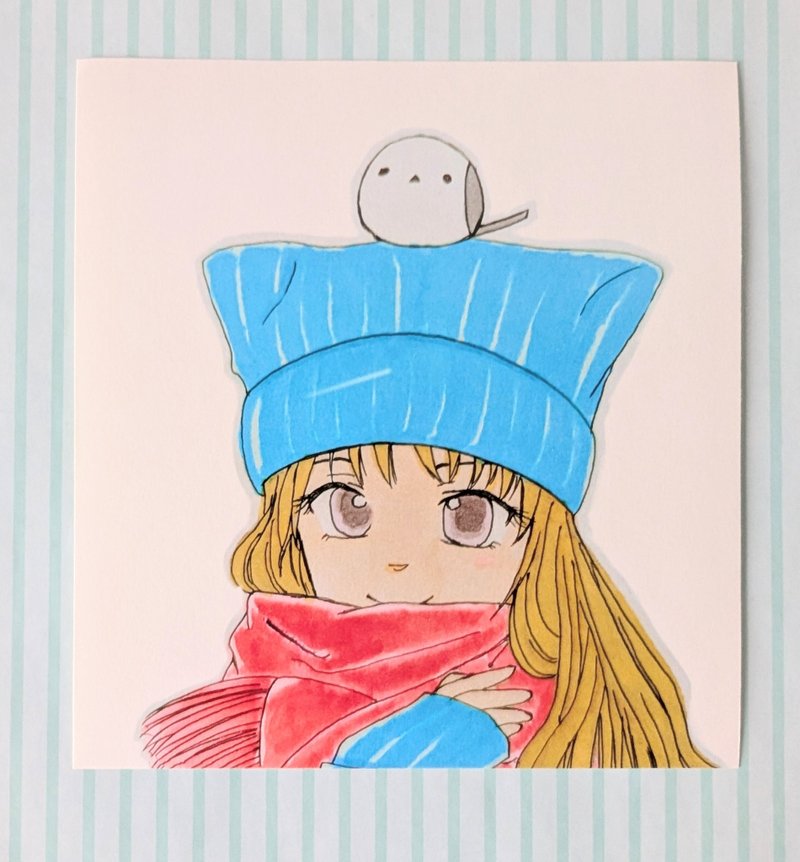 Nekonoko 初始故事 初期插画 售完为止 冬日小鸟与女孩 - 贴纸 - 纸 多色