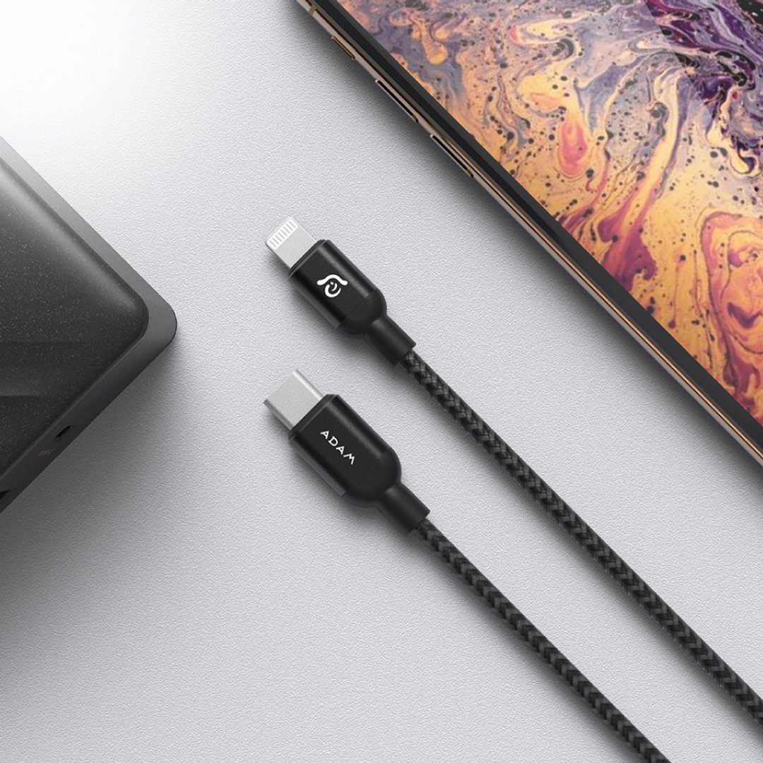 ADAM 亚果元素 USB-C to Lightning 充电传输线 1.2M C120B - 充电宝/传输线 - 其他金属 黑色