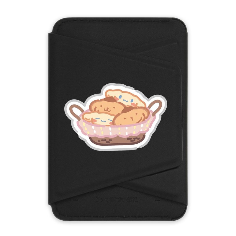 Riche MagSafe 大耳狗联名款 法式面包篮 黑色款 支架磁吸卡包 - 手机座/防尘塞 - 人造皮革 黑色