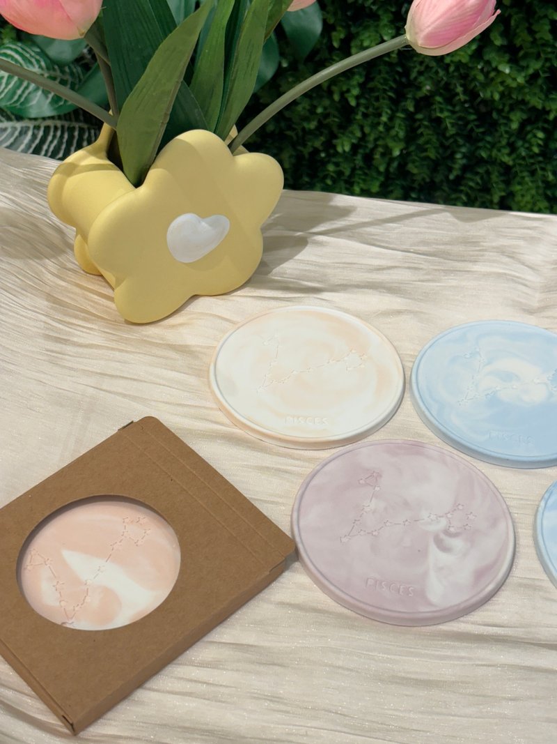 手作扩香石－双鱼座杯垫.可定制化色系 - 香薰/精油/线香 - 其他材质 