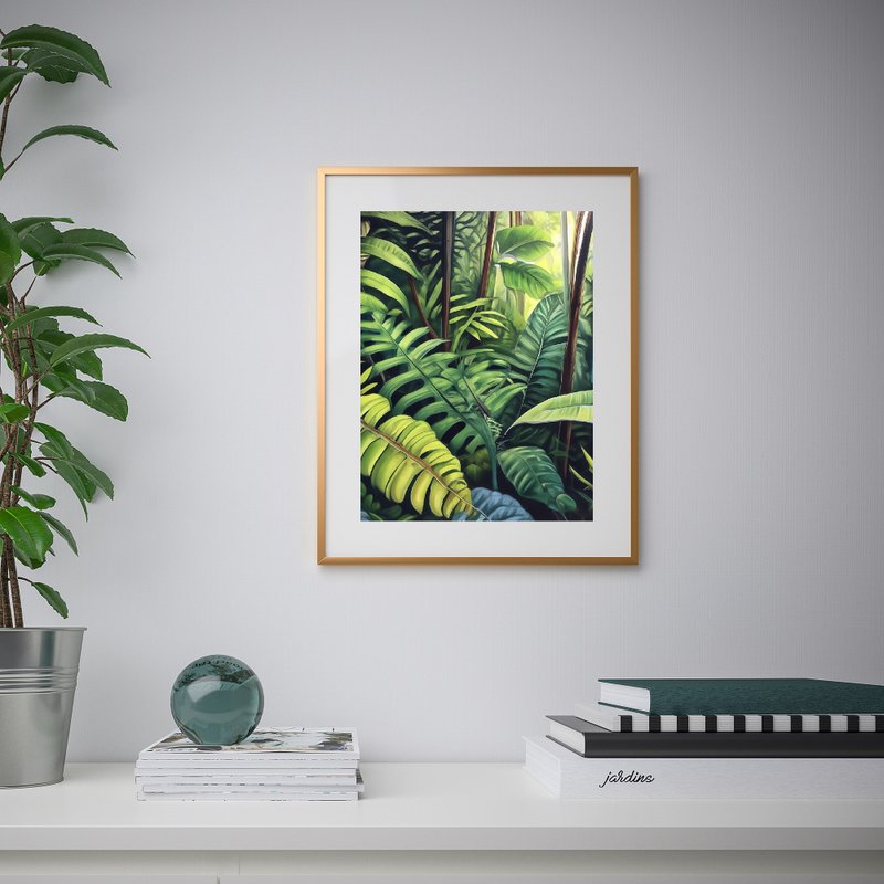 热带植物墙艺术、绿色热带艺术、绿叶原画 - 墙贴/壁贴 - 压克力 绿色