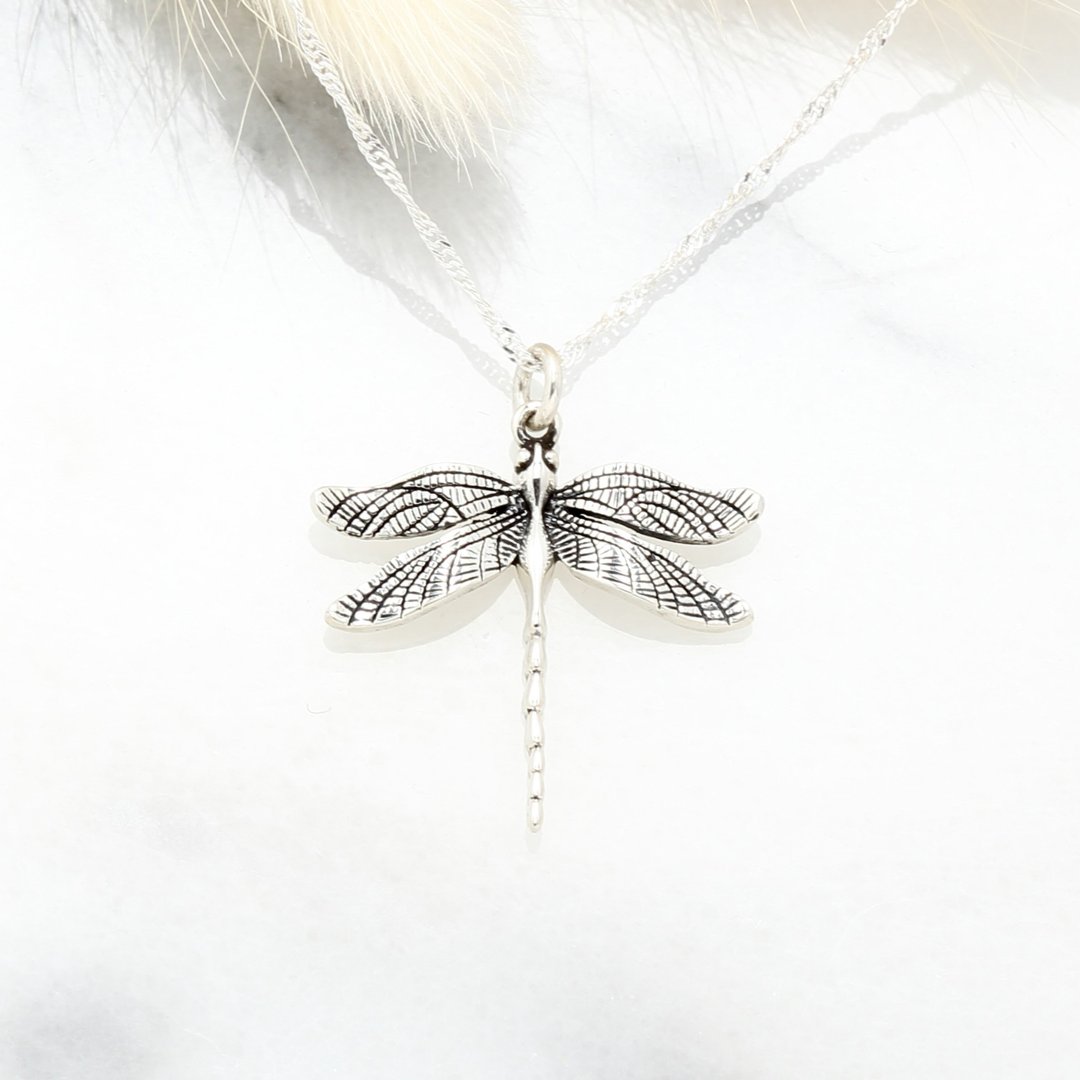 【Angel & Me】展翅高飞 蜻蜓 s925纯银项链 生日礼物 情人节送礼 - 项链 - 纯银 银色