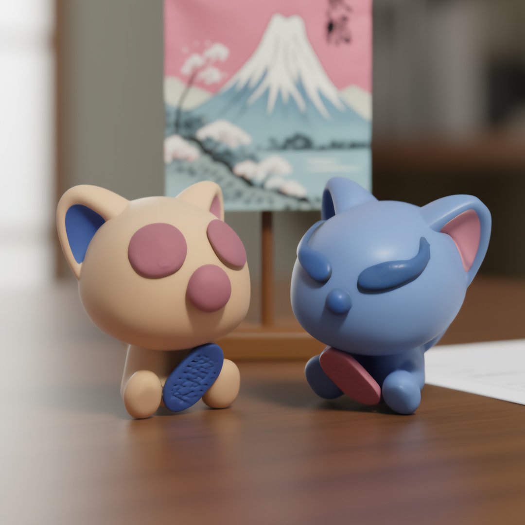 【えんぎ猫】祈愿摆件0814-0820 - 摆饰 - 环保材料 粉红色
