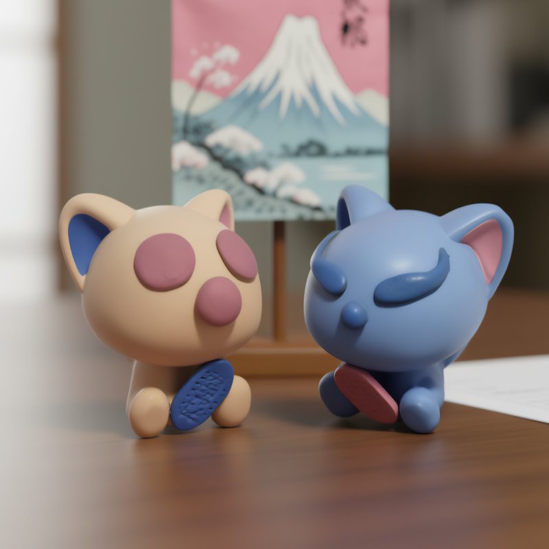 【えんぎ猫】祈愿摆件0814-0820 - 摆饰 - 环保材料 粉红色