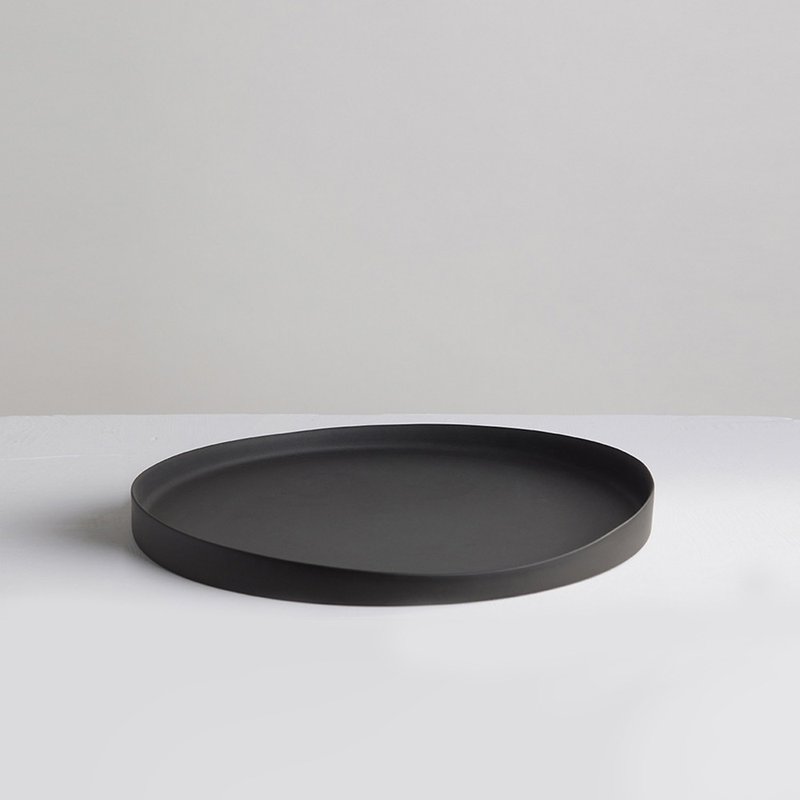 【3,co】水波系列圆形托盘(3号) - 黑 - 浅碟/小碟子 - 瓷 黑色