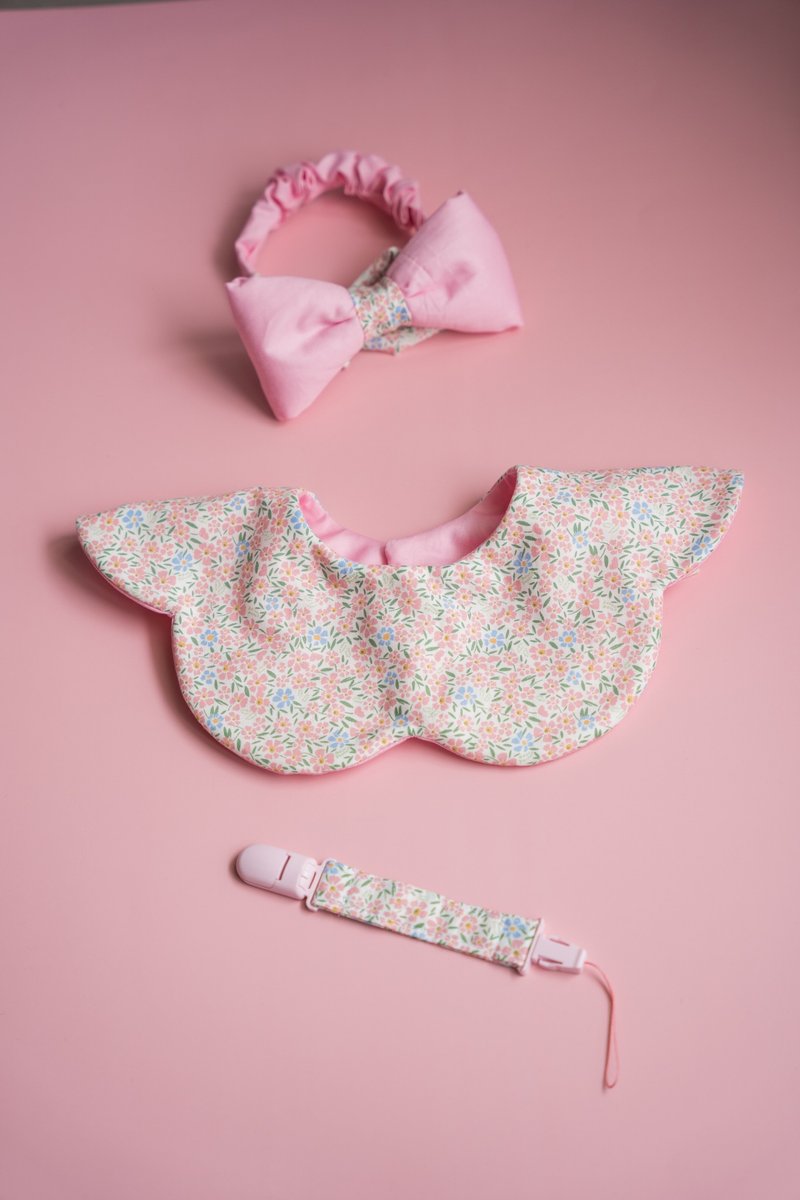 粉嫩小花 弥月礼盒组 - 满月礼盒 - 棉．麻 粉红色