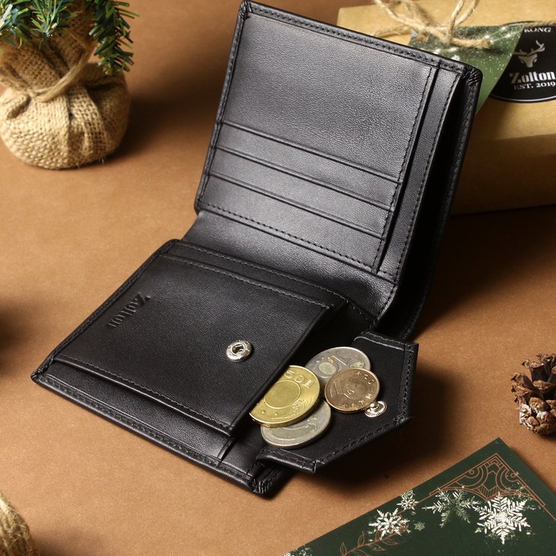 Rex 直式短夹 | 纯黑 改版升级・纳帕真皮・刻字可 - 皮夹/钱包 - 真皮 黑色